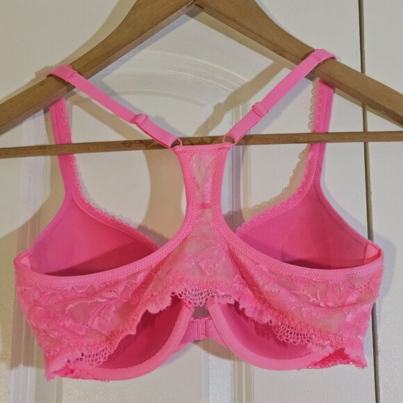 Victoria's Secret 34D Bra Body by Victoria Racerback Lace BRIGHT HOT PINK NWT - Picture 3 of 8